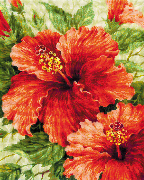 RIOLIS Counted Cross Stitch Kit 15.75"X19.75"-Hibiscus (10 Count) R1967 - 4630015067253