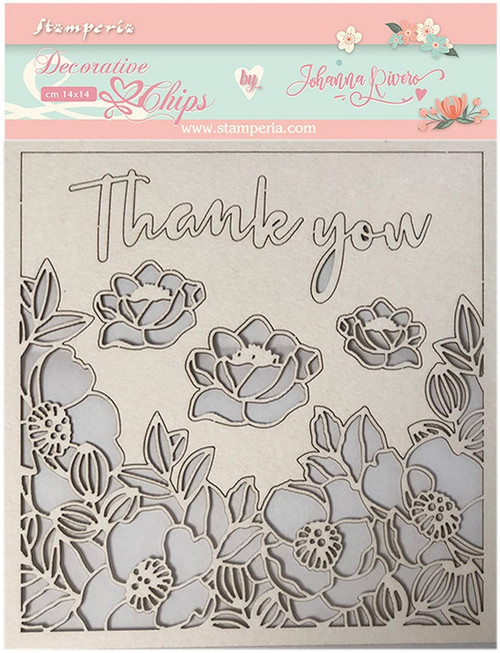 Stamperia Decorative Chips 5.5"X5.5"-Thank You. Celebration - SCB5.5-55 - 59931100147445993110014744