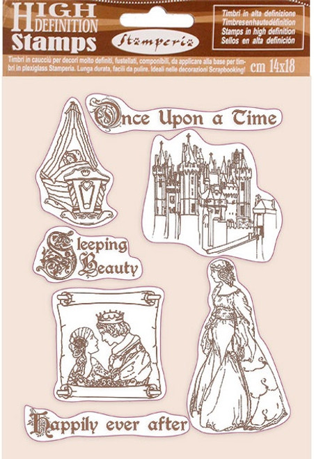 Stamperia Cling Rubber Stamp 5.5"X7"-Once Upon A Time, Sleeping Beauty - WTKCC201 - 59931100151305993110015130