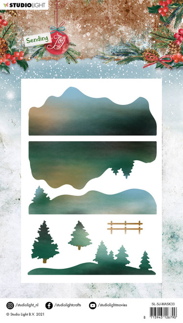 Studio Light Sending Joy Stencil 5.75"X8.25"-NR. 33, Layered Winter Landscape SLSJSK33 - 87139431267908713943126790