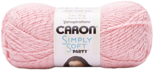 3 Pack - Caron Simply Soft Party Yarn-Soft Pink Sparkle - H97PAR-30 - 057355474703