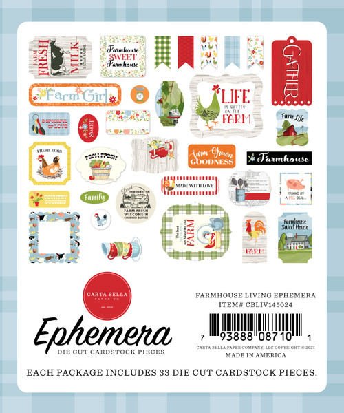 Carta Bella Cardstock Ephemera 33/Pkg-Icons, Farmhouse Living IV145024