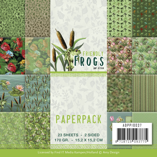 Find It Trading Amy Design Paper Pack 6"X6" 23/Pkg-Friendly Frogs, Double-Sided APP10037 - 8718715093775