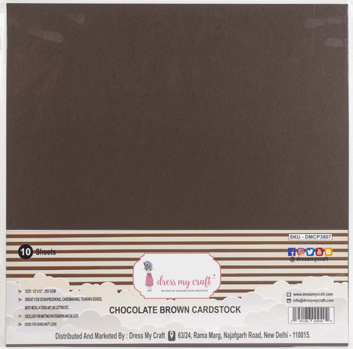 2 Pack Dress My Craft Smooth Cardstock 250gsm 12"X12" 10/Pkg-Chocolate Brown DMCSC-3807 - 194186009404