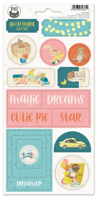 Good Night Chipboard Stickers 4"X8"-#02 - P13GNT35 - 59077393276115907739327611