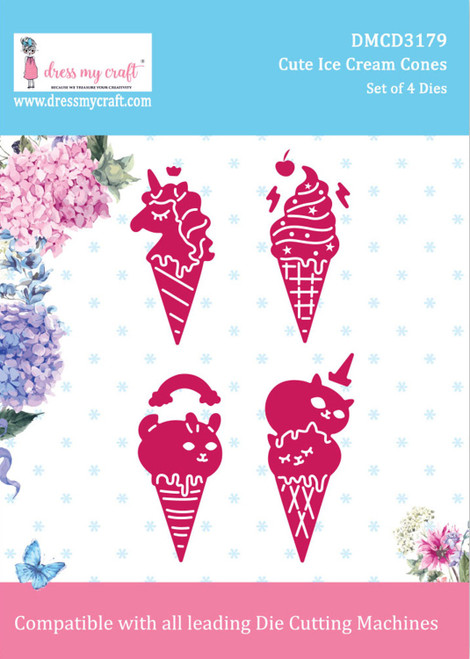 2 Pack Dress My Craft Dies-Cute Ice Cream Cones DMCD3179 - 194186007653