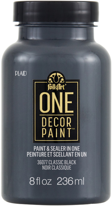 FolkArt ONE Decor Satin Paint 8oz-Classic Black FODSF-36077 - 028995360770