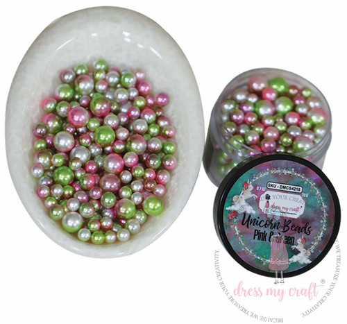 Dress My Craft Unicorn Beads 20gms-Pink & Green DMCS4218