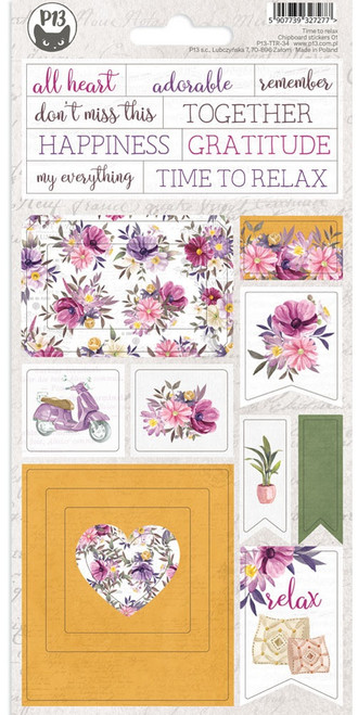 Time To Relax Chipboard Stickers 4"X8"-#01 - P13TTR34 - 59077393272775907739327277