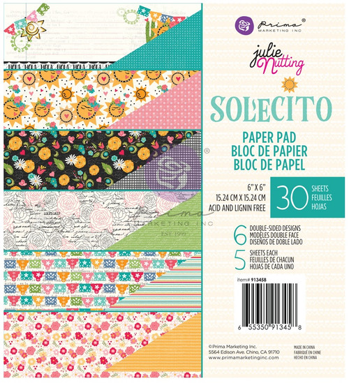 3 Pack Prima Marketing Double-Sided Paper Pad 6"X6" 30/Pkg-Julie Nutting Solecito, 6 Designs/5 Each JN13458 - 655350913458