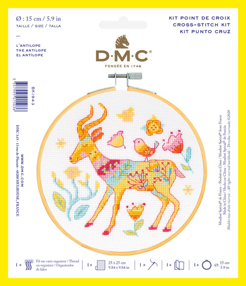 DMC Stitch Kit 6" Diameter-Antelope (14 Count) BKL-1943 - 3357995015036