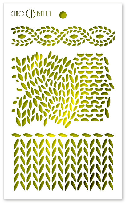 3 Pack Ciao Bella Stencil Art Texture Stencil 5"X8"-Knitting MS045