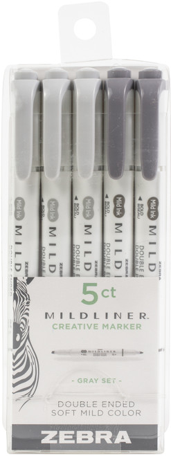 3 Pack Zebra Mildliner Double Ended Highlighters 5/Pkg-Grays 78015 - 045888780156