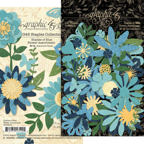 2 Pack Graphic 45 Staples Flower Assortment-Shades Of Blue G4502344 - 810070161224