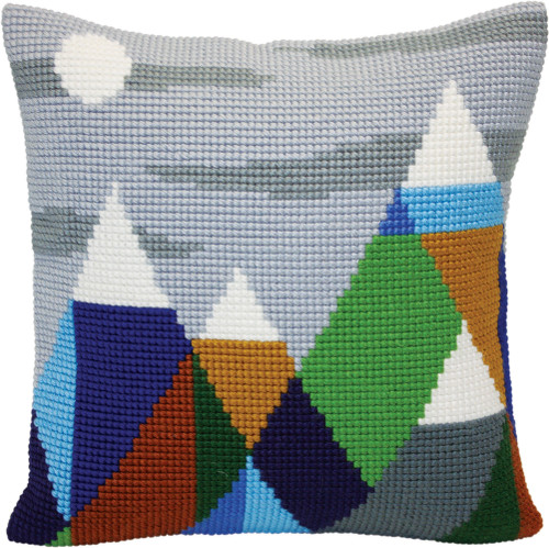 Collection D'Art Stamped Needlepoint Cushion 15.75"X15.75"-Mountaintops CD5416 - 4742022972434