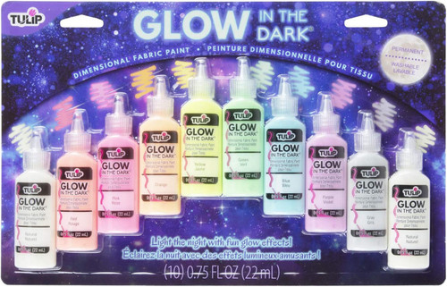 Tulip Dimensional Fabric Paint .75oz 10/Pkg-Glow - 44417 - 017754444172