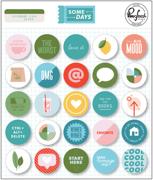 3 Pack PinkFresh Chipboard Flair-Some Days PFSO1521 - 736952869463