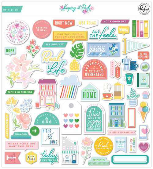 3 Pack - PinkFresh Cardstock Die-Cuts-Keeping It Real - PFKE3321 - 736952869579