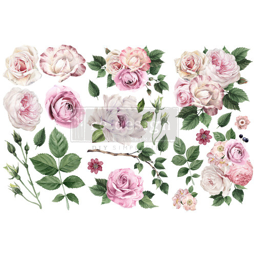 Prima Marketing Re-Design Decor Transfers 6"X12" 3/Sheets-Delicate Roses - RE653484 - 655350653484