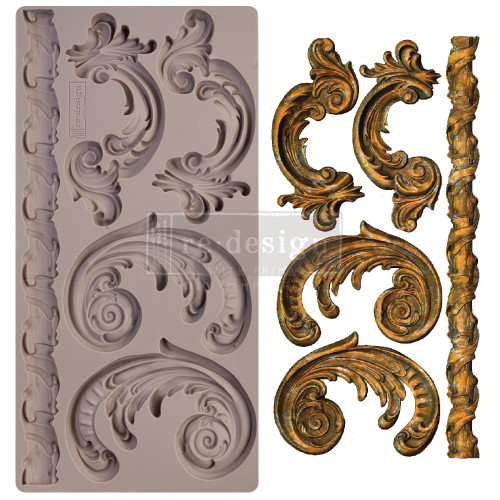 Prima Marketing Re-Design Mould 5"X10"X8mm-Lilian Scrolls - 654603