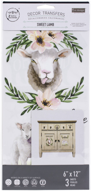 Prima Marketing Re-Design Decor Transfers 6"X12" 3/Sheets-Sweet Lamb - RE653460 - 655350653460