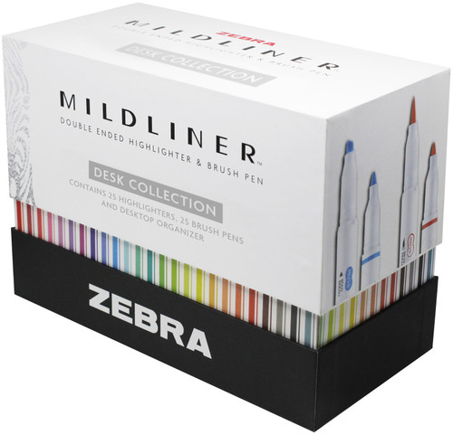 Zebra Mildliner Highlighter & Brush Collection 50/Pkg-Assorted Colors Z78050