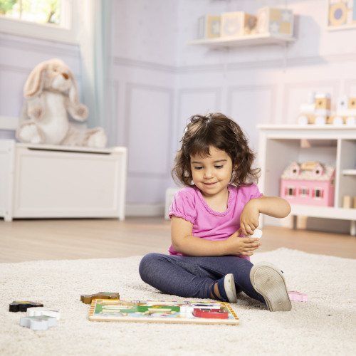 Melissa & Doug Chunky Puzzle 6pcs 12"X9"-Farm - MDCP-3723