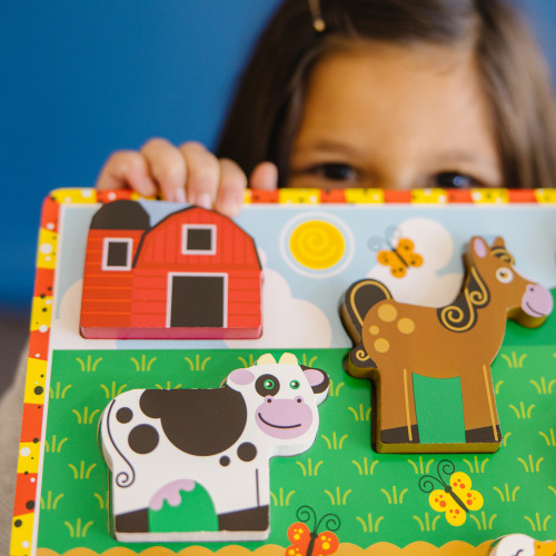 Melissa & Doug Chunky Puzzle 6pcs 12"X9"-Farm - MDCP-3723