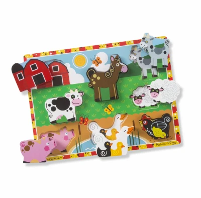 Melissa & Doug Chunky Puzzle 6pcs 12"X9"-Farm - MDCP-3723 - 000772037235