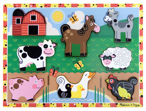 Melissa & Doug Chunky Puzzle 6pcs 12"X9"-Farm - MDCP-3723