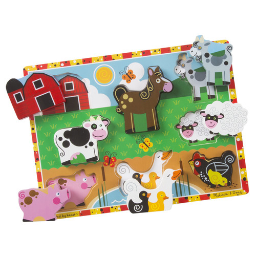 Melissa & Doug Chunky Puzzle 6pcs 12"X9"-Farm MDCP-3723