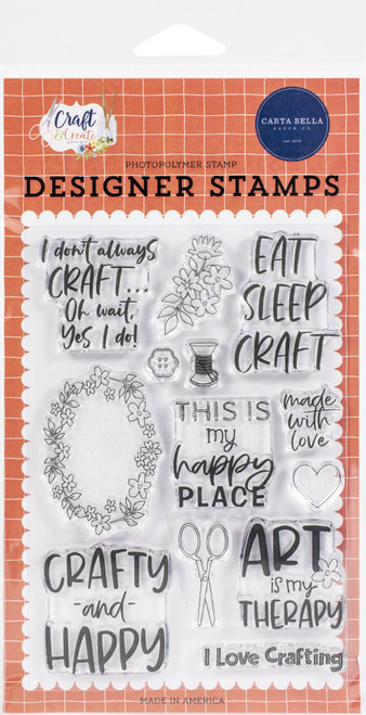 Carta Bella Stamps-Crafty & Happy CR137040 - 793888011601