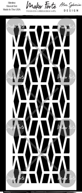 2 Pack Maker Forte Stencils By Alex Syberia Design 4"X8"-Diamonds & Paralellograms Slimline 20090253 - 618528390703