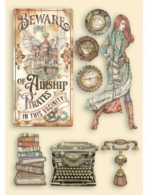 2 Pack - Stamperia Wooden Shapes A5-Typwriter, Lady Vagabond Lifestyle - KLSP112 - 59931100199305993110019930