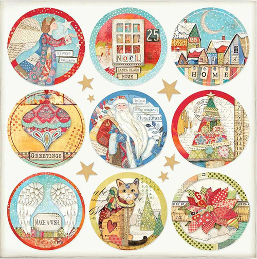 Stamperia Double-Sided Cardstock 12"X12"-Rounds, Christmas Patchwork SBB804