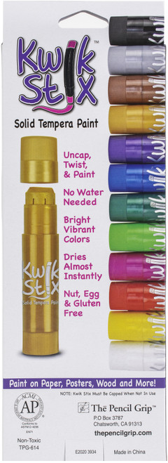 Kwik Stix Solid Tempera Paint Sticks 12/Pkg-Metalix Colors - TPG614