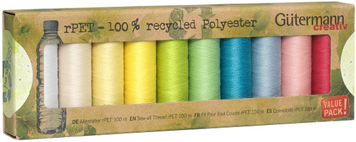 Gutermann rPET Polyester Sew-All Thread Set 10 Spools-Pastel 731138-2 - 4029394648977