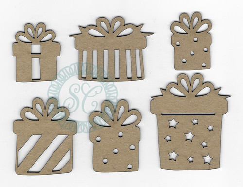 3 Pack Scrapaholics Laser Cut Chipboard 2mm Thick-Presents, 6/Pkg, 1" To 2.5" S53986