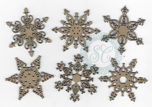 3 Pack Scrapaholics Laser Cut Chipboard 2mm Thick-Fancy Flakes, 6/Pkg, 2" S50084