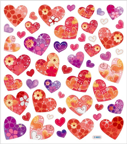 6 Pack Sticker King Stickers-Hearts With Patterns SK129MC-4517 - 679924451719