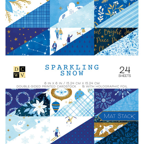 3 Pack DCWV Double-Sided Cardstock Mat Stack 6"X6" 24/Pkg-Sparkling Snow, W/Holographic Foil 34007746