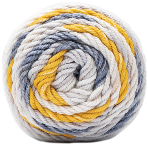 Bernat Handicrafter Cotton Stripey Yarn-Mustard Blue 164015-15006