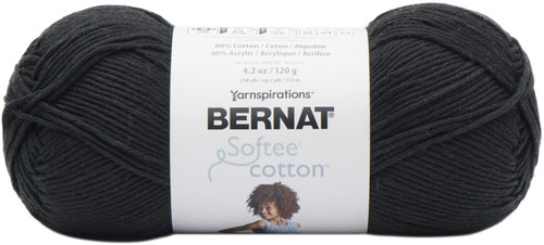 Bernat Softee Cotton Yarn-Black - 161269-69006 - 057355481077