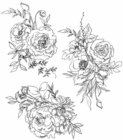 Tim Holtz Cling Stamps 7"X8.5"-Floral Outlines - CMS-430 - 793888452602
