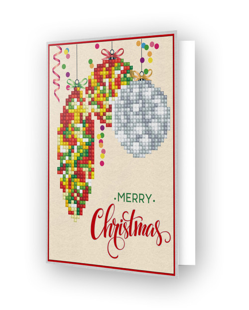 3 Pack Diamond Dotz Diamond Art Greeting Card Kit 5"X7"-Merry Christmas Baubles Trad DDG010
