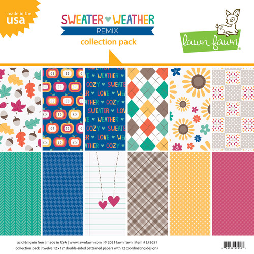 Lawn Fawn Double-Sided Collection Pack 12"X12" 12/Pkg-Sweater Weather Remix, 6 Designs LF2651 - 789554574587