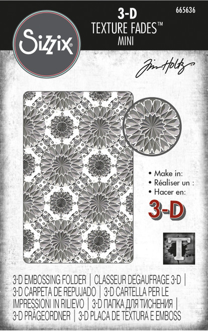 2 Pack Sizzix 3D Texture Fades Embossing Folder By Tim Holtz-Mini Kaleidoscope 665636