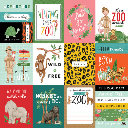 25 Pack Animal Kingdom Double-Sided Cardstock 12"X12"-3"X4" Journaling Cards AK259-3