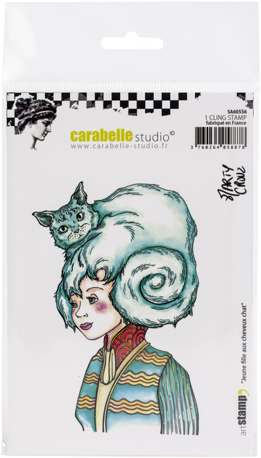 Carabelle Studio Cling Stamp A6 By Marty Crouz-Young Girl With Cat Hair SA60556 - 3760264058878