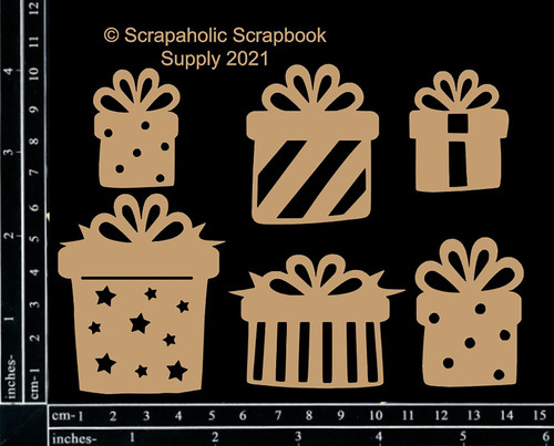 Scrapaholics Laser Cut Chipboard 2mm Thick-Presents, 6/Pkg, 1" To 2.5" S53986